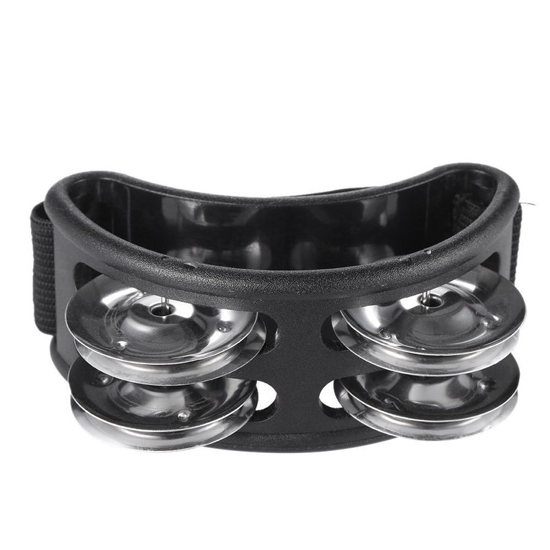 Musfunny Foot Tambourine Percussion Musical Instrument Foot Drum Set with Metal Jingle Bell for Guitar Drum Accessory (Black) - Image 1